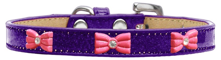 Pink Glitter Bow Widget Dog Collar Purple Ice Cream Size 12